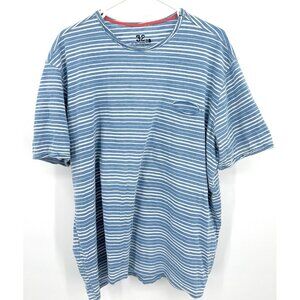 32‎ Bar Blues Men's 100% Cotton S/S Crewneck Pocket T-Shirt Blue Striped Sz XL